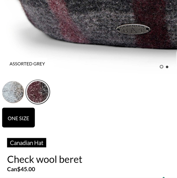 Canadian Hat Brianna plaid beret -Wool material - Picture 3 of 6